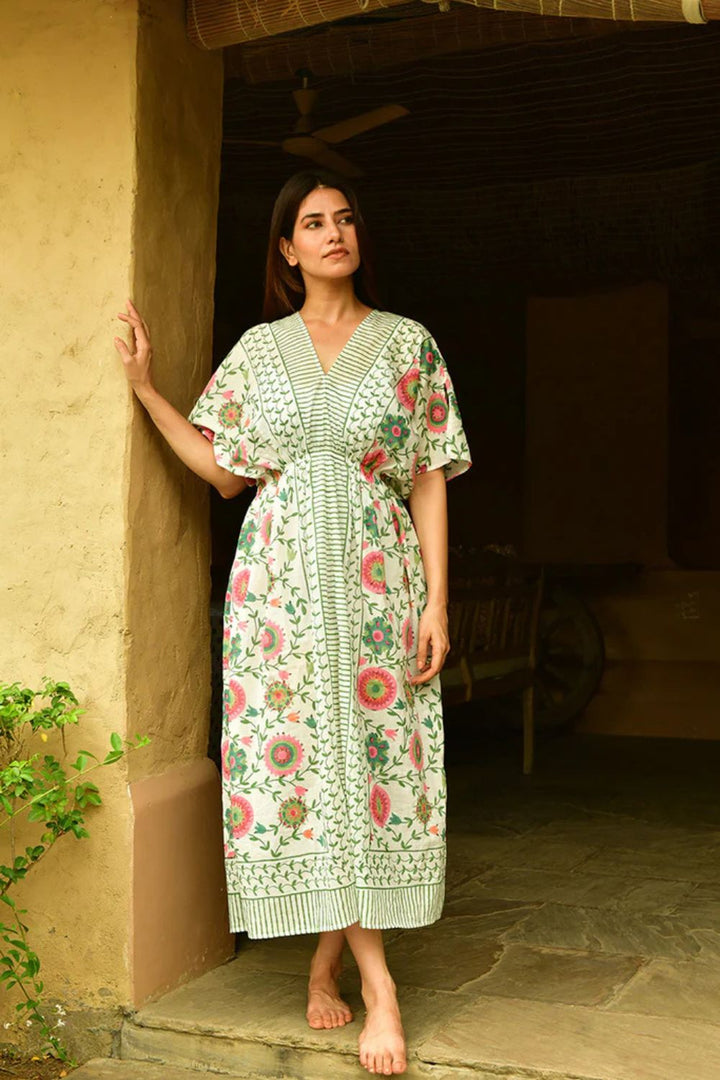 Mandalay Designs | Suzani Beach Caftan | White