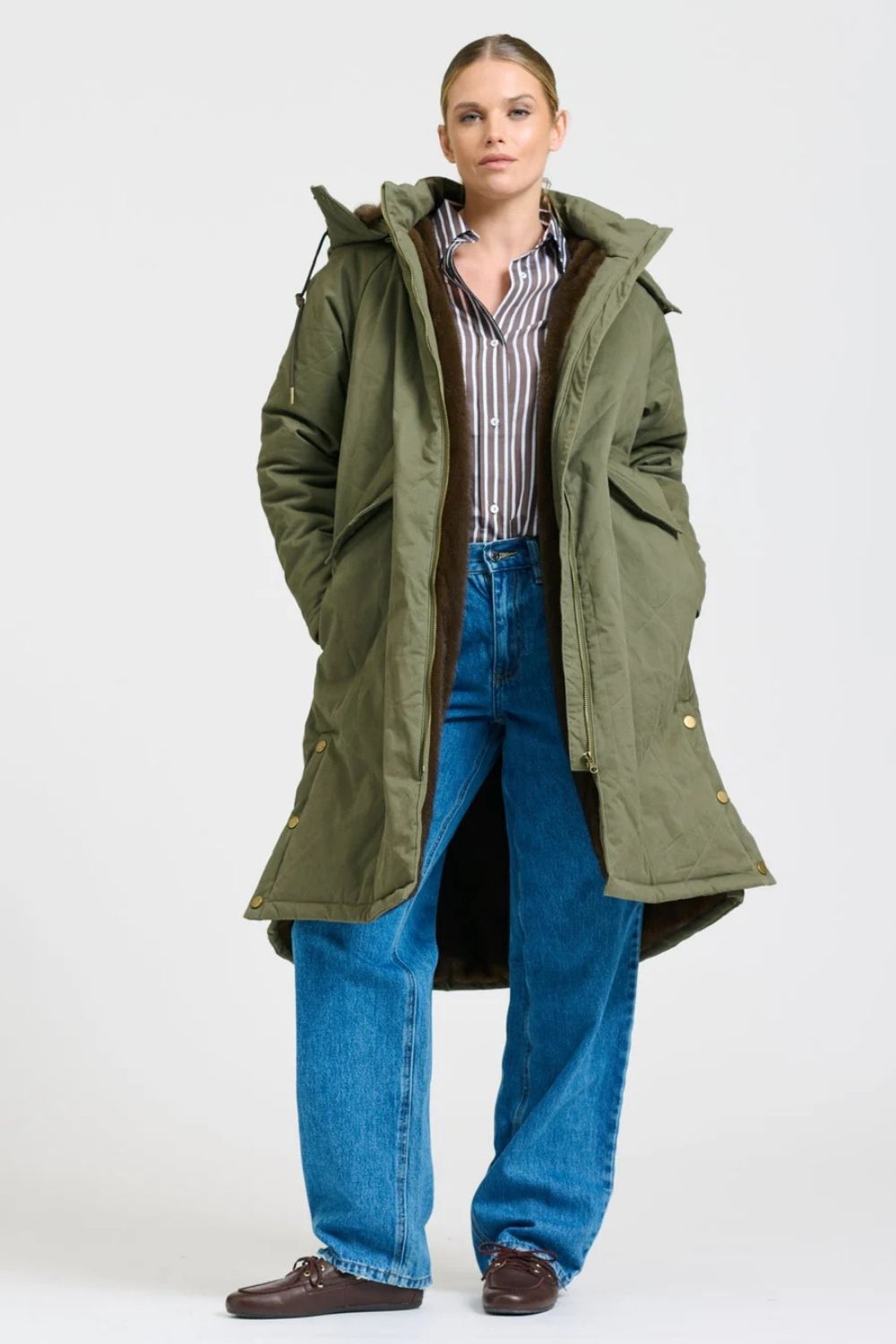 Shirty | Aspen Mid Line Coat | Khaki - Dutch Hideout