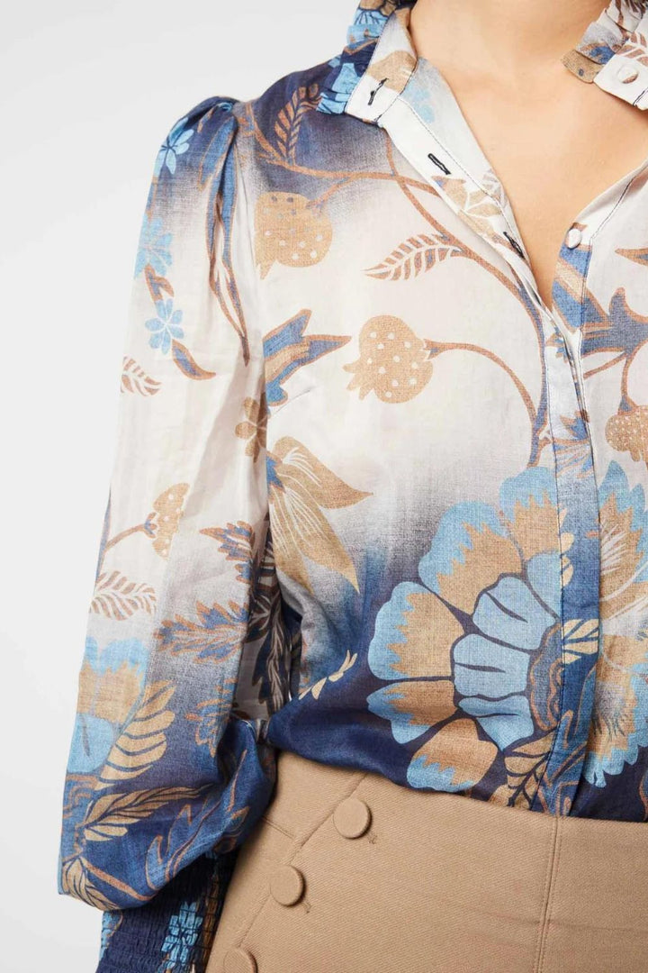 Once Was | Dynasty Cotton Silk Shirt | Lotus Flower