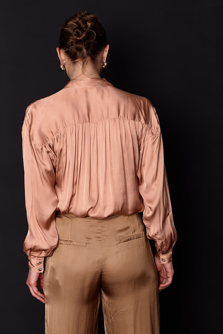 Natasha the label | Yasmin Silky Shirt | Camel