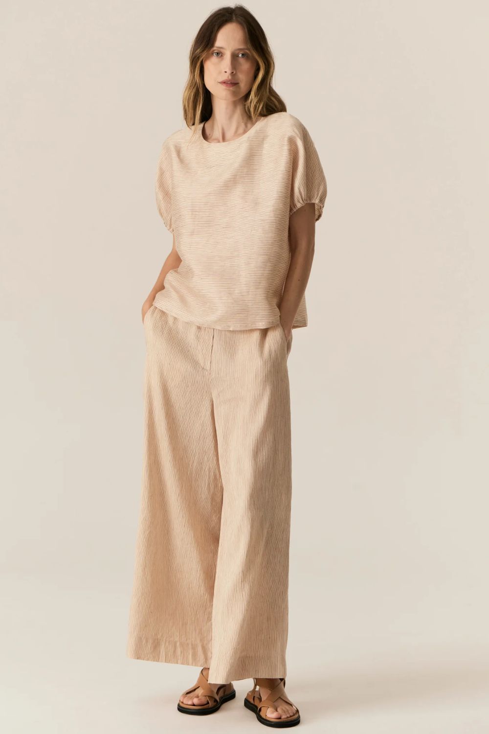 POL Clothing | Stelle Reversible Top | Red / Natural Stripe