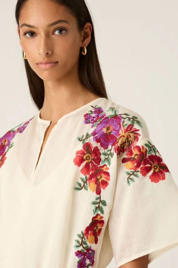 Mos the Label | Frida Embroidery Mini Dress | Ivory