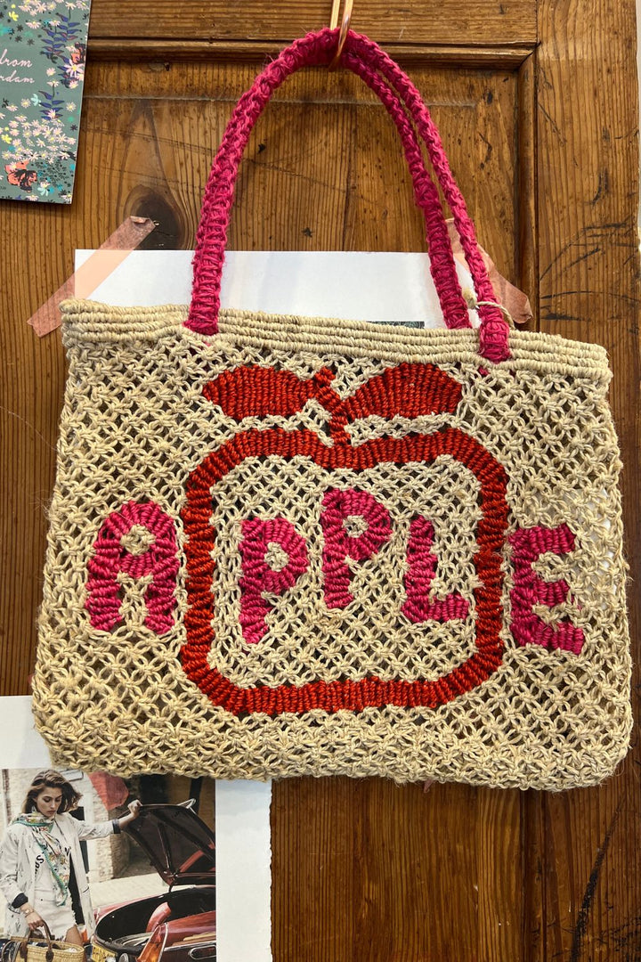 The Jacksons | Apple Jute Bag Small | Natural/Pink/Red