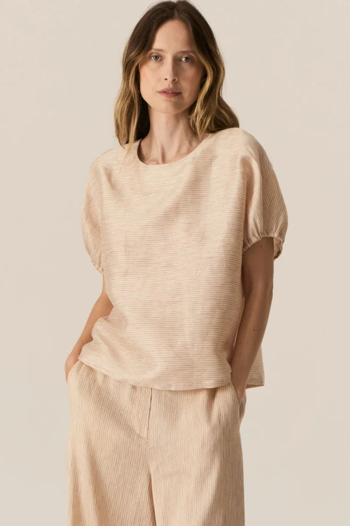POL Clothing | Stelle Reversible Top | Red / Natural Stripe