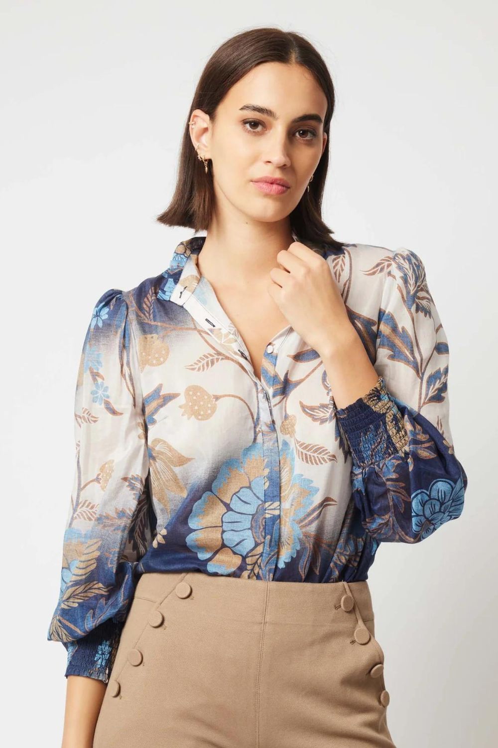 Once Was | Dynasty Cotton Silk Shirt | Lotus Flower