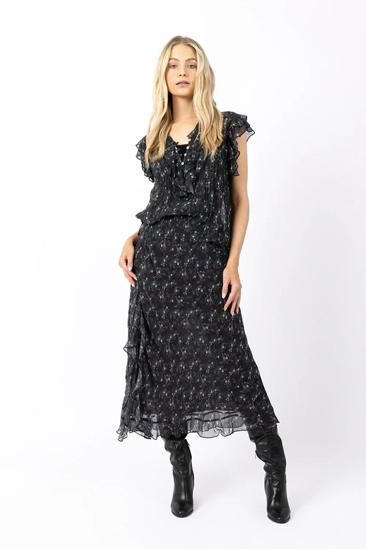 Joey the Label | Enchanted Short Sleeve Blouse | Black Floral