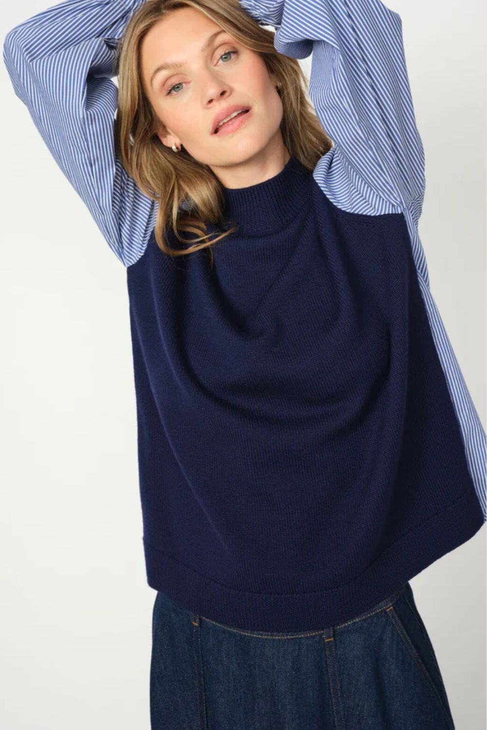 Mos Mosh | Juella LS Stripe Combi Knit | Maritime Blue - Dutch Hideout