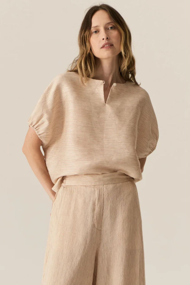 POL Clothing | Stelle Reversible Top | Red / Natural Stripe