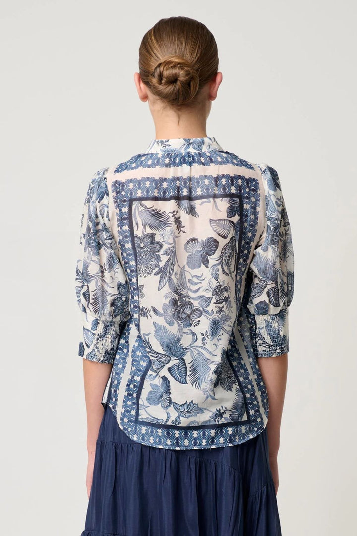 Once Was | Bijou Cotton Silk Shirt | Ink Fle' Print