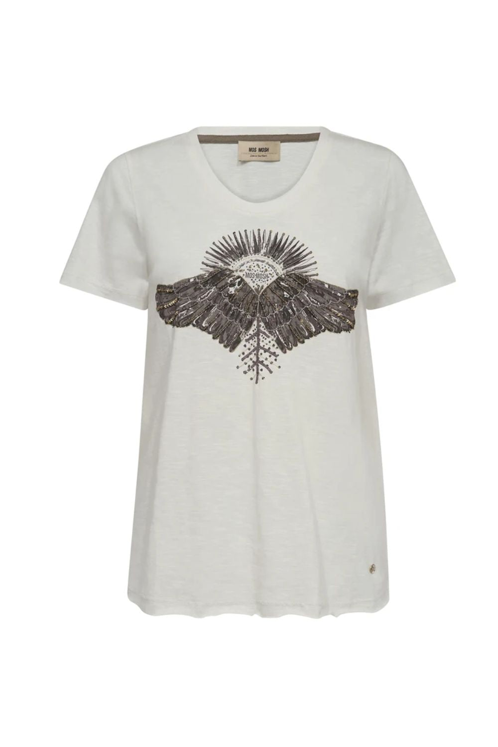 Mos Mosh | Nadine O-SS Deco Tee | Ecru - Dutch Hideout