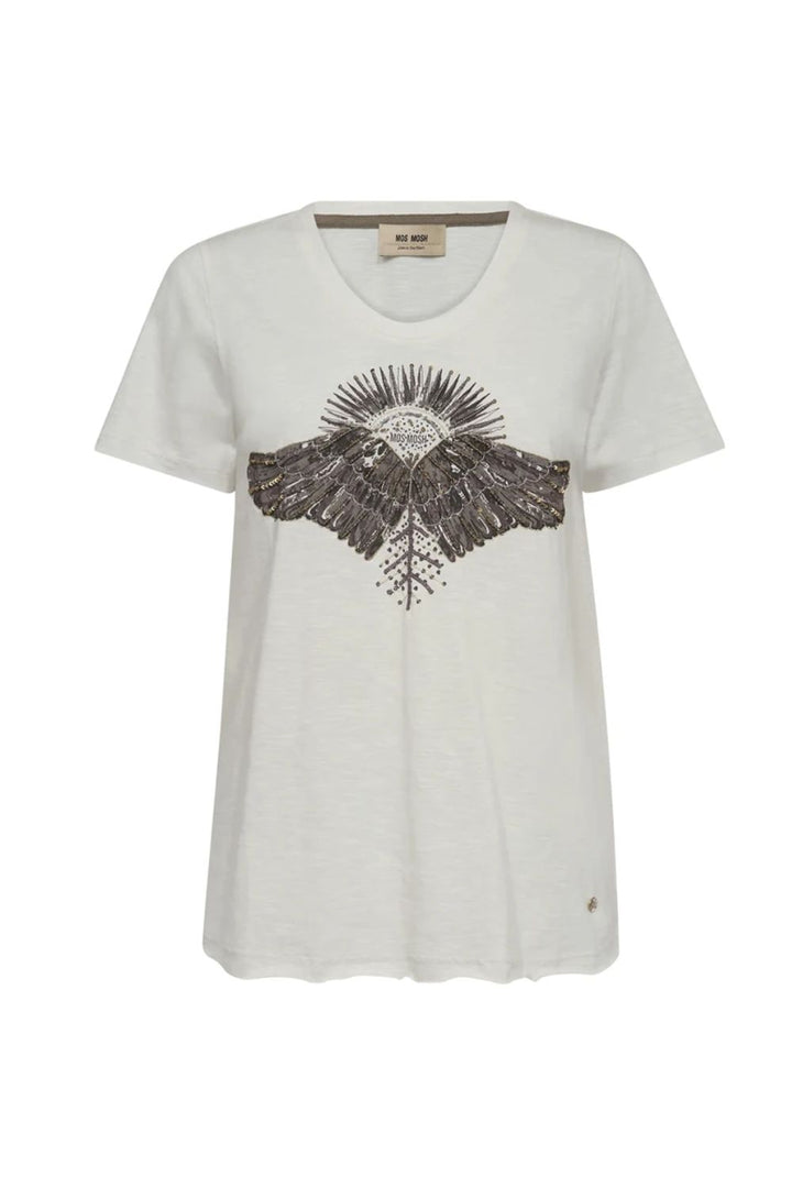 Mos Mosh | Nadine O-SS Deco Tee | Ecru - Dutch Hideout