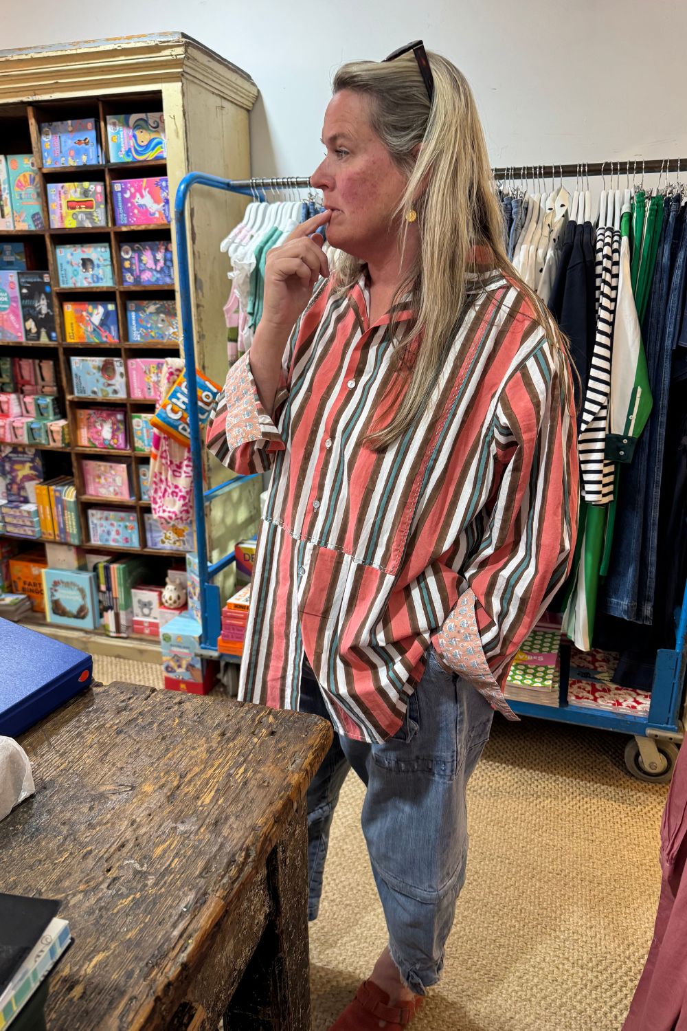 Mandalay Designs | Virginia Stripe Shirt | Coral