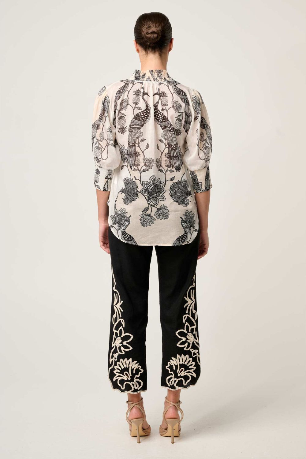 Once Was | Oleander Cotton Silk Shirred Blouse | Imperial Stone