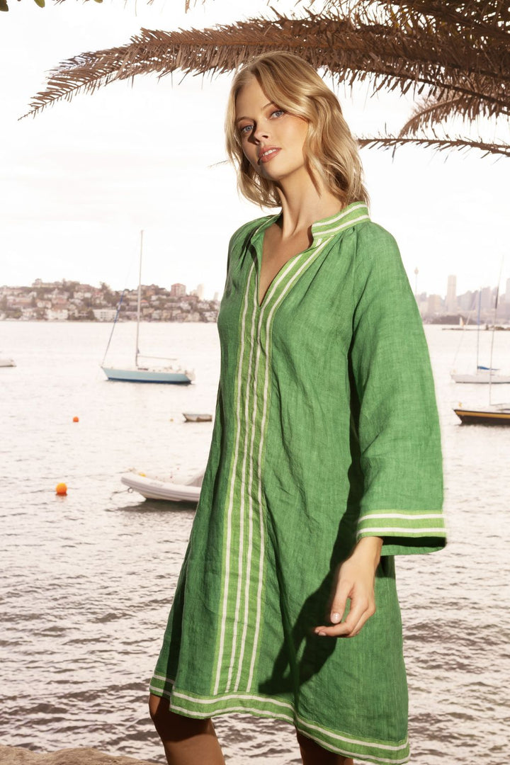 LOLA | Allegra Emerald Linen Midi | Emerald Linen