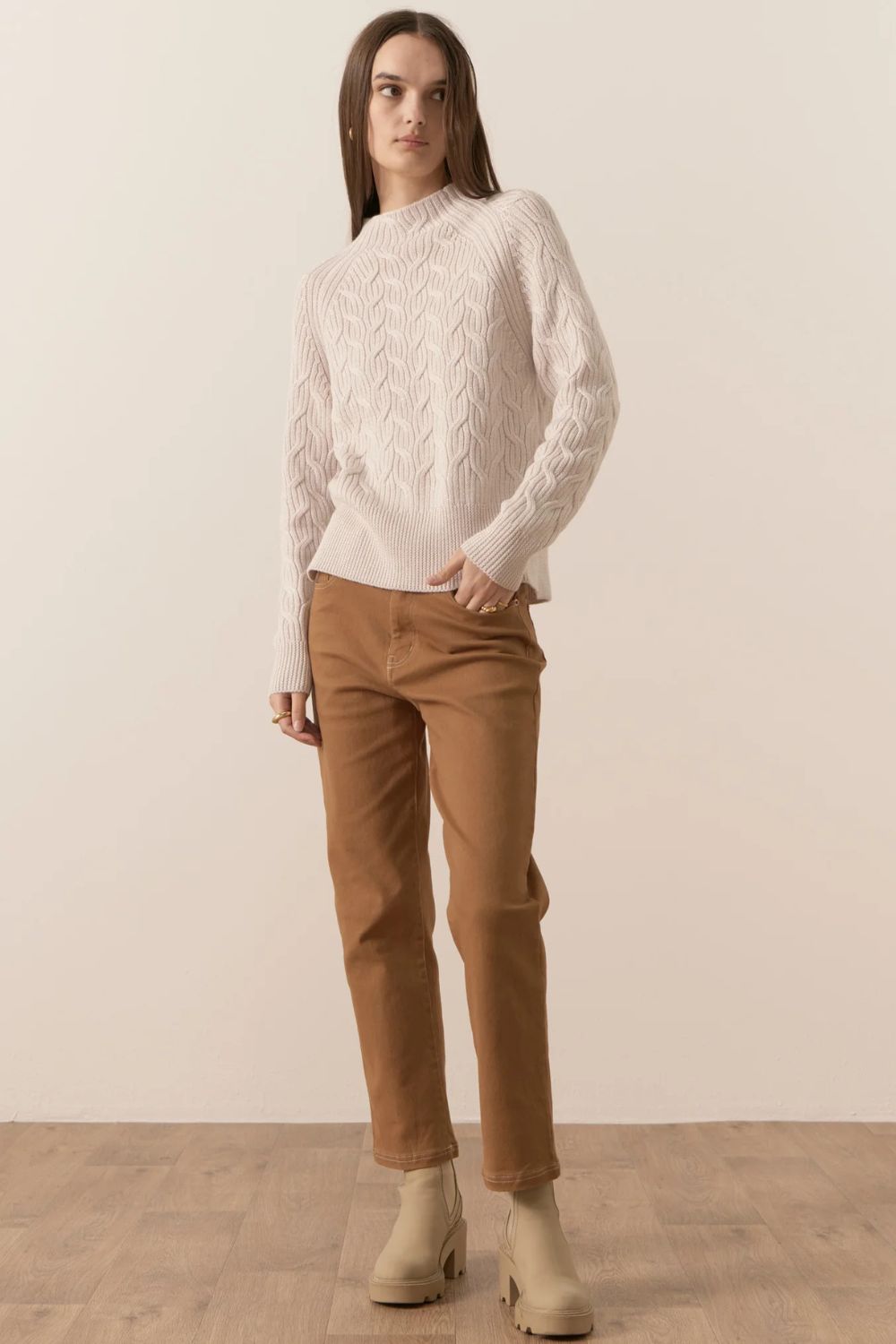 POL Clothing | Bennet Lurex Cable | Pebble