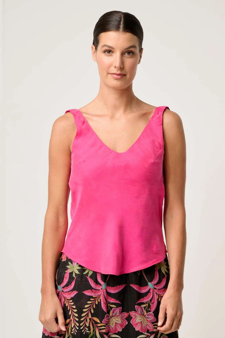 Once Was | Delray Reversible Cupro Cami | Celosia Pink