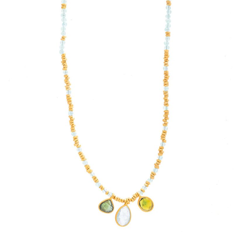 Ruby Teva | Aquamarine & Green Tourmaline pendant necklace