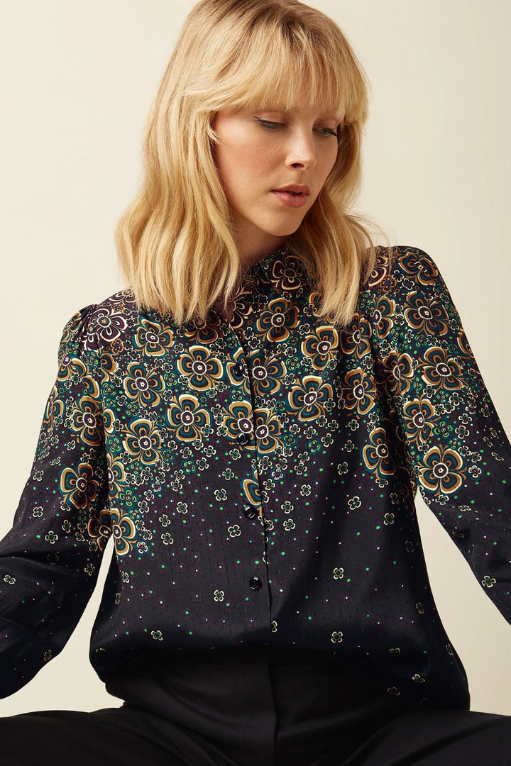 King Louie | Maisie Blouse Ombra | Black - Dutch Hideout