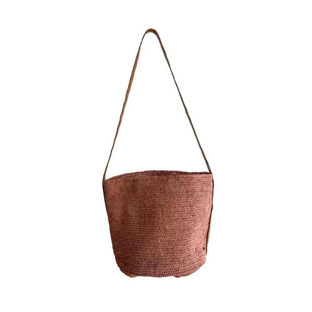 Made in Mada | Alice M Leather Stitch Bag | Light Pink & Natural Leather