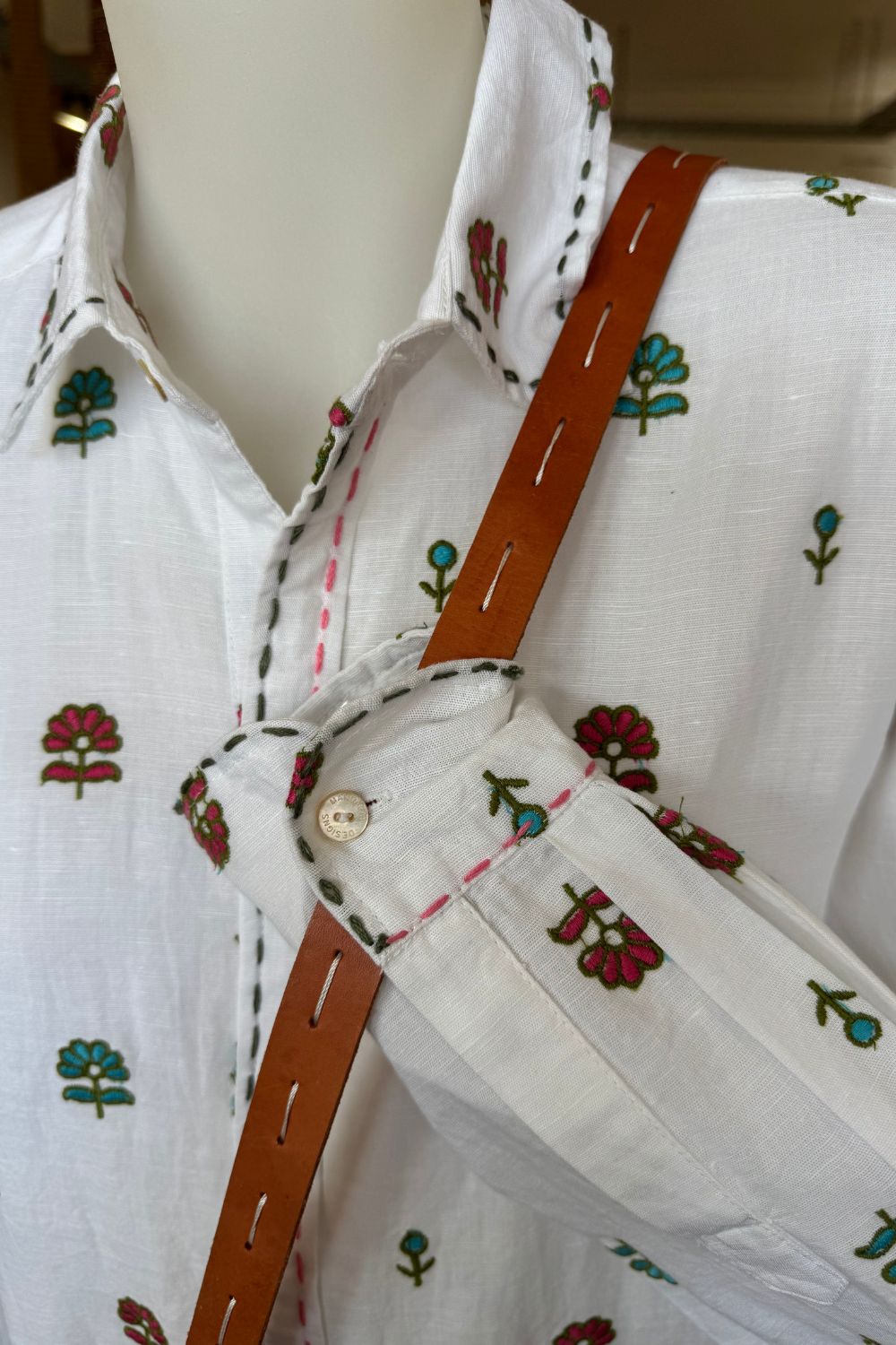Mandalay Designs | Ditsy Flower Embroidered Shirtdress | White