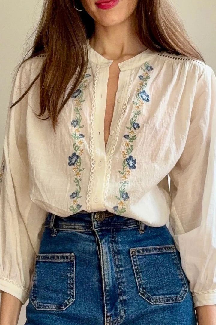 Marie Louise De Monterey | Passionflower Blouse | Ecru