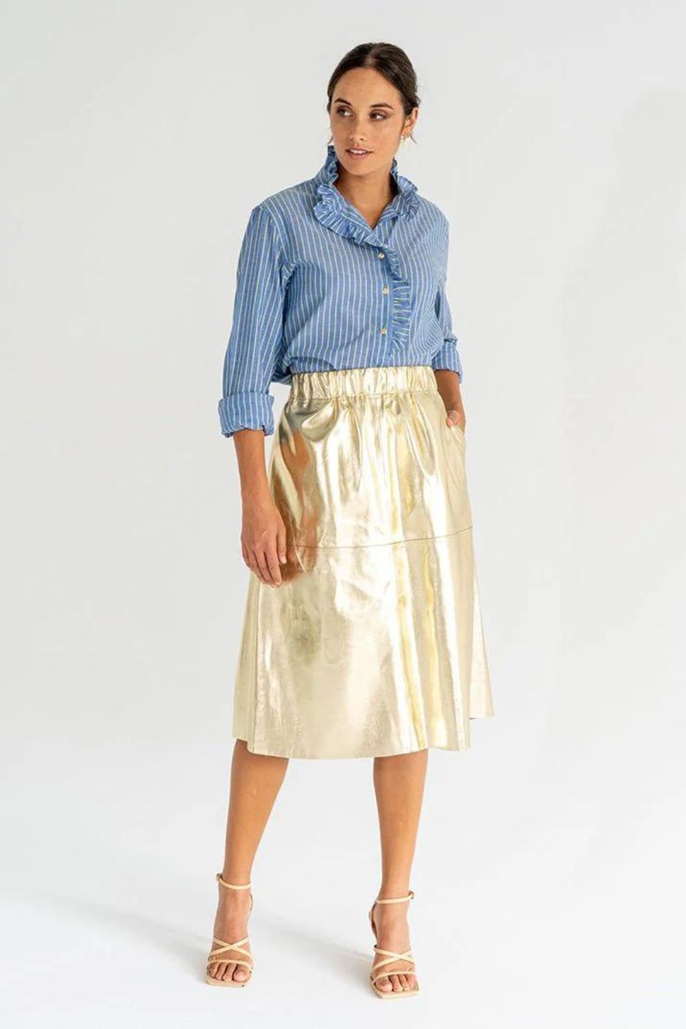 Arlington Milne | Lexi Vegan Leather Skirt | Gold