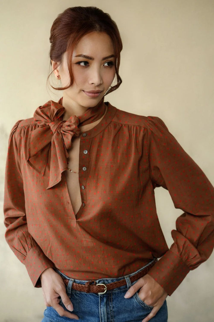 Marie Louise De Monterey | Heart Blouse | Chocolate / Red