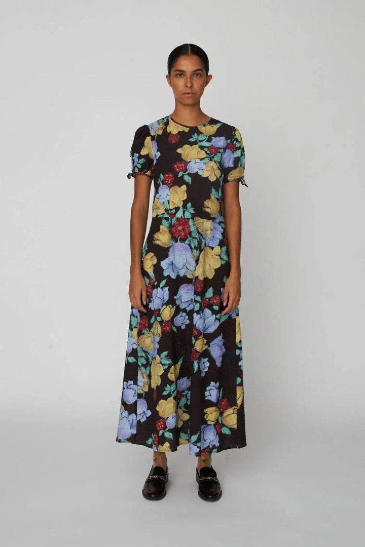 Stella Nova | Flowered Cotton Midi Dress | Dark Flowers