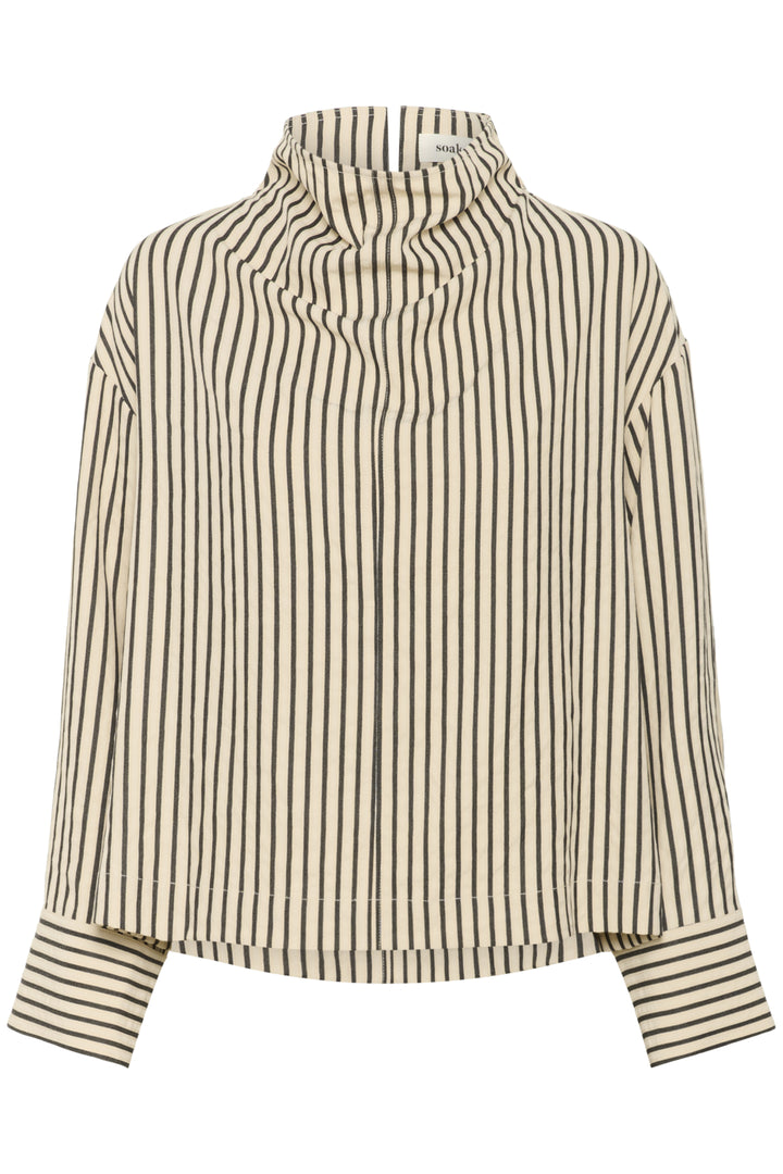Soaked in Luxury | Orlena Blouse LS | White & Black Shirt Stripe - Dutch Hideout