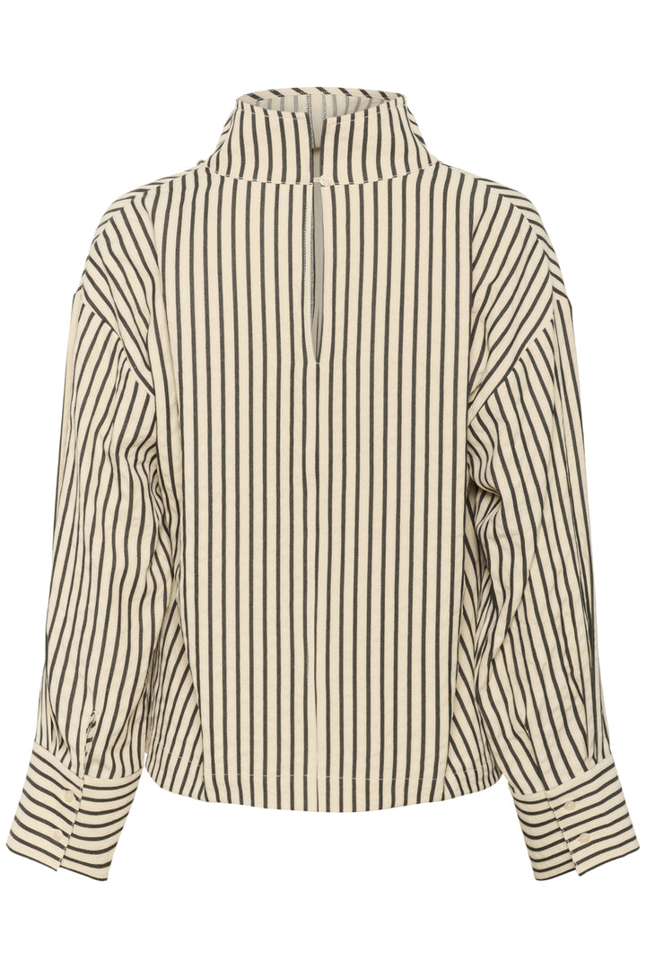Soaked in Luxury | Orlena Blouse LS | White & Black Shirt Stripe - Dutch Hideout