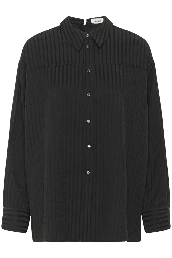 Soaked in Luxury | Orlena Shirt LS | Black Shirt Stripe - Dutch Hideout