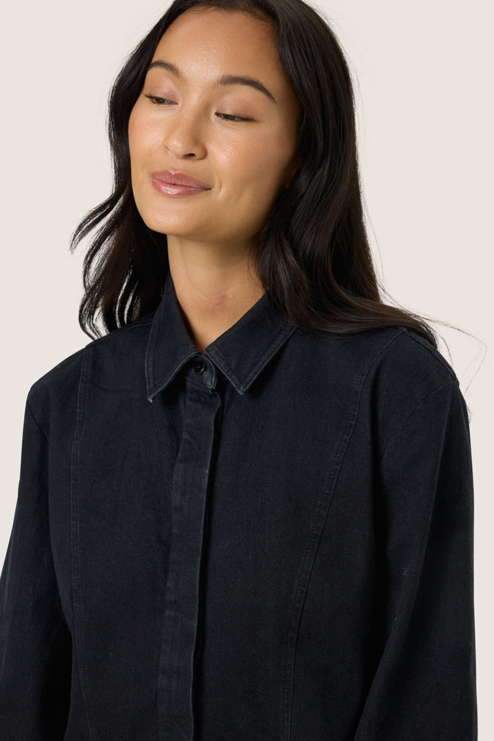Soaked in Luxury | Rhea Denim Dress | Black Washed Denim - Dutch Hideout
