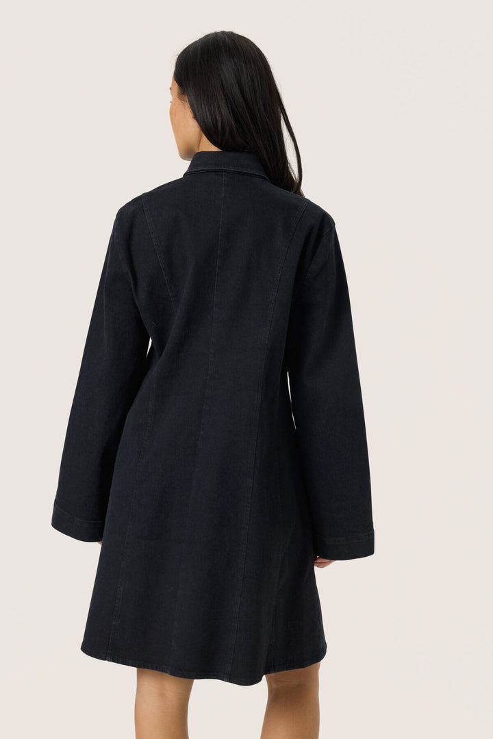 Soaked in Luxury | Rhea Denim Dress | Black Washed Denim - Dutch Hideout