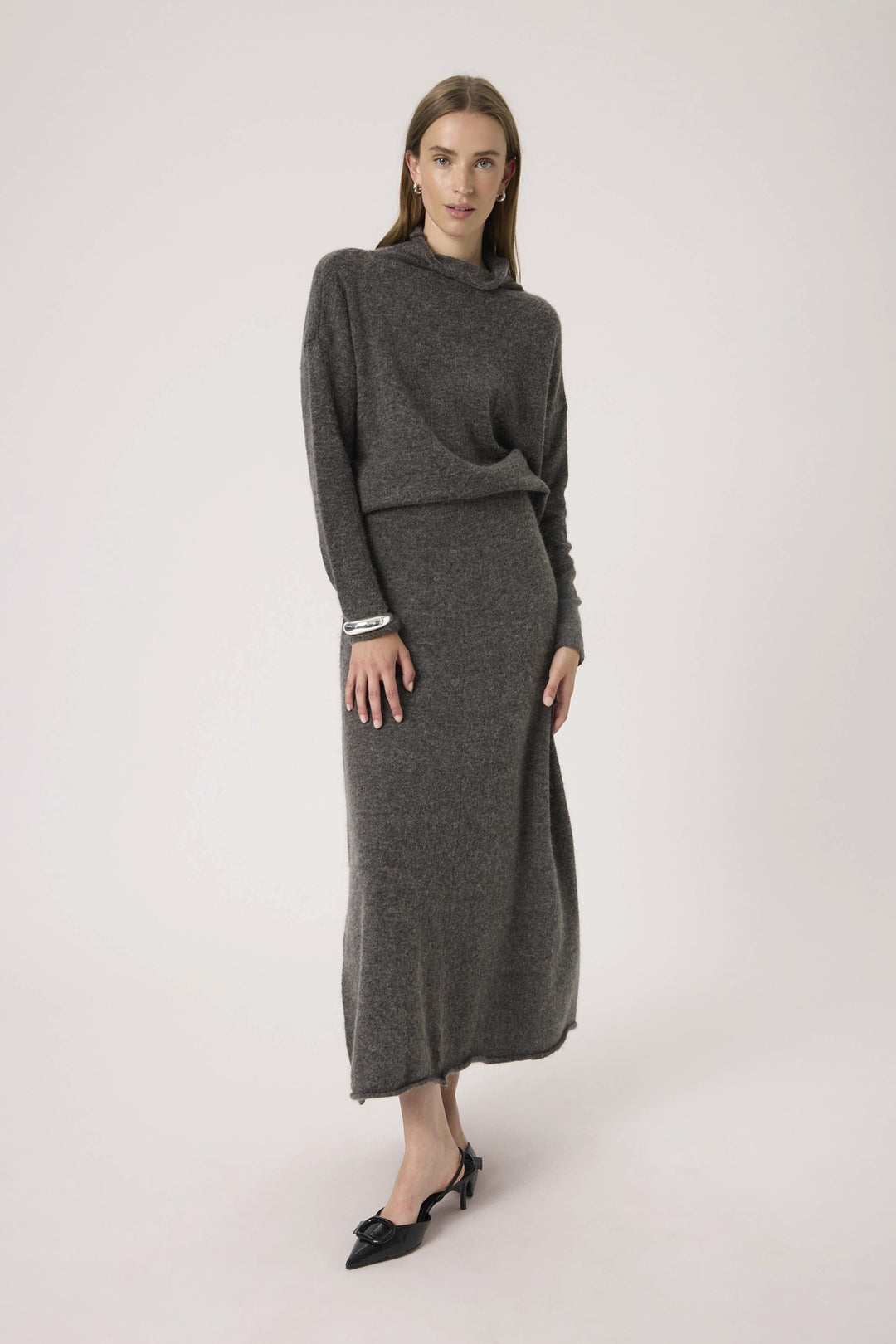 Soaked in Luxury | Miya Skirt | Dark Grey Melange - Dutch Hideout