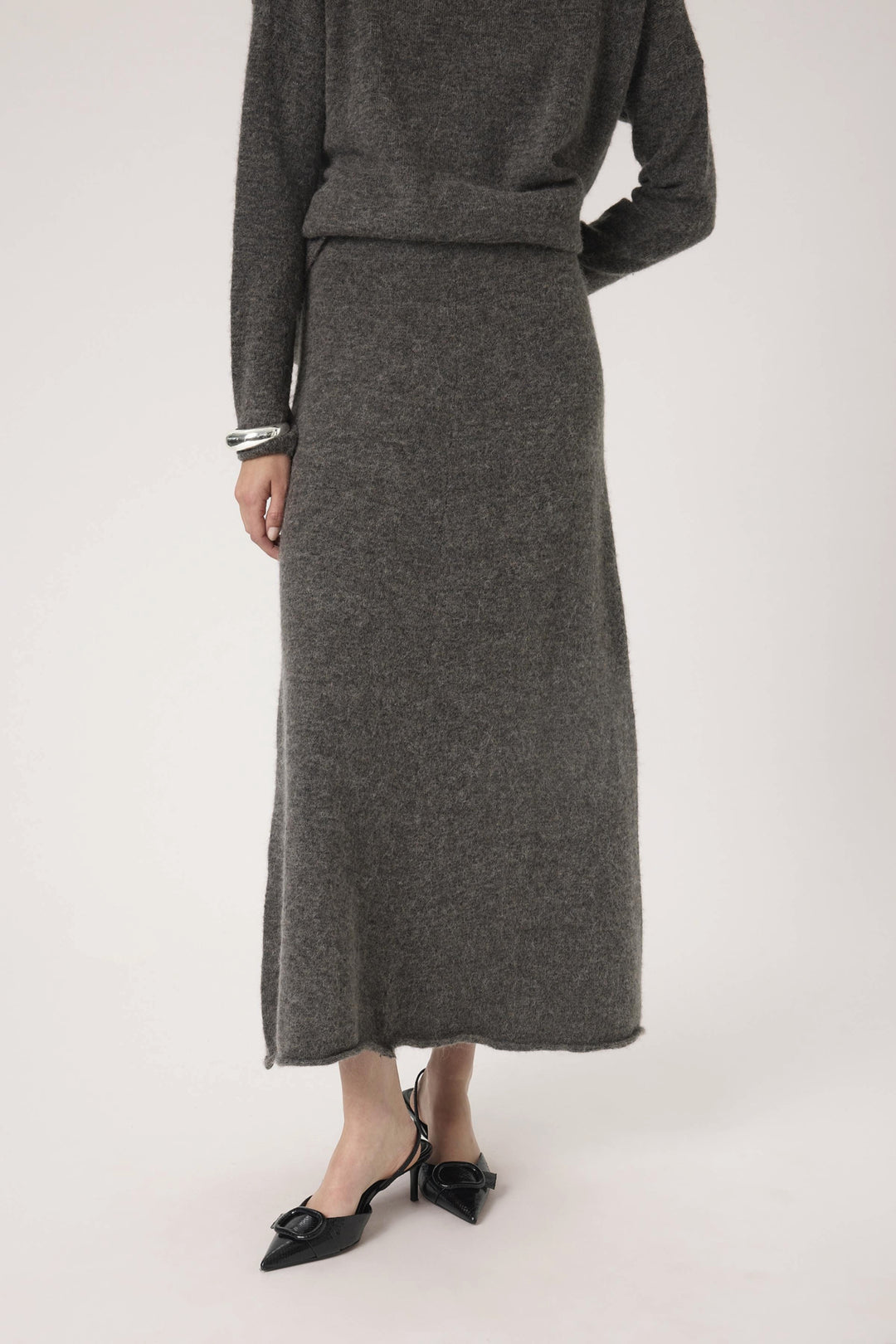 Soaked in Luxury | Miya Skirt | Dark Grey Melange - Dutch Hideout