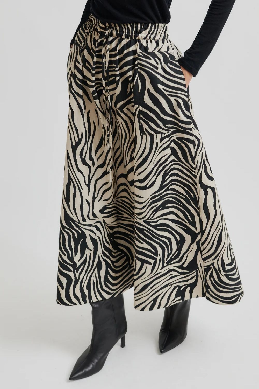Second Female | Pranii Animal Print Skirt | Black