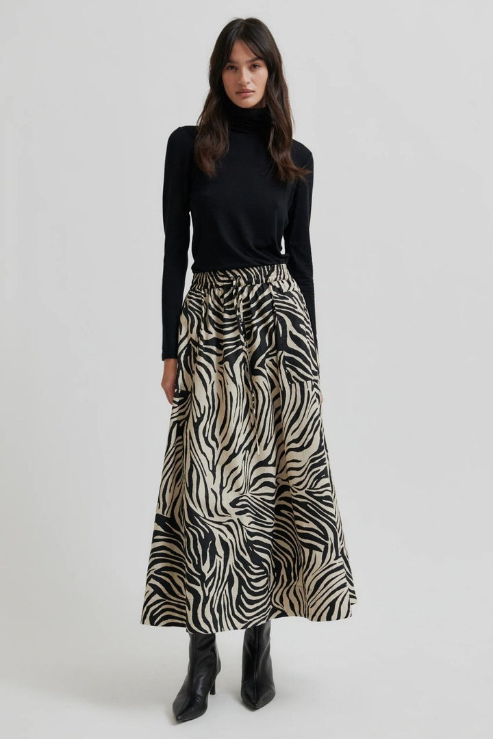 Second Female | Pranii Animal Print Skirt | Black