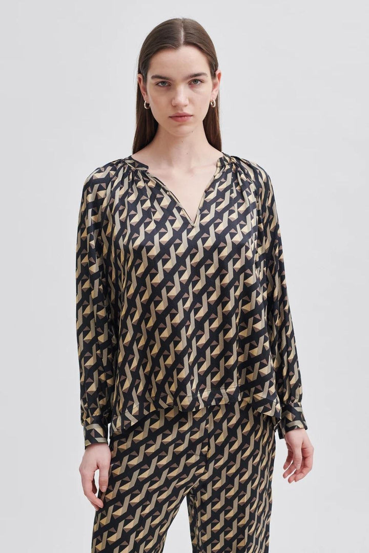 Second Female | Hopi Geo Print Blouse | Black