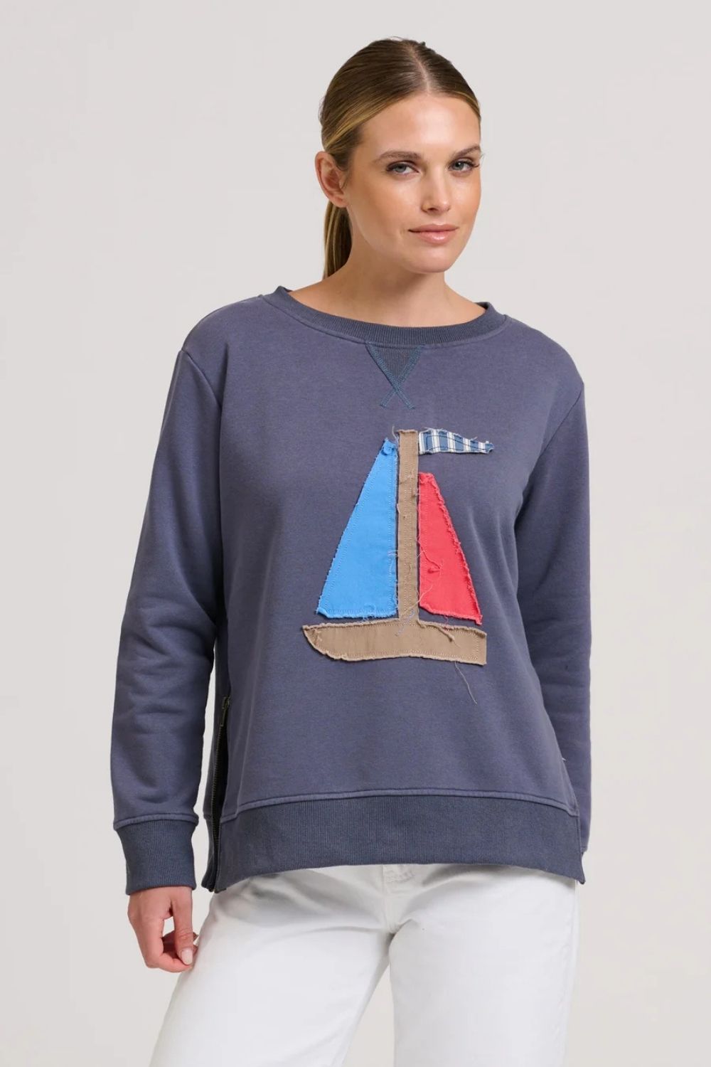 Shirty | Classic Zipside Sail Boat | Navy / Multi - Dutch Hideout