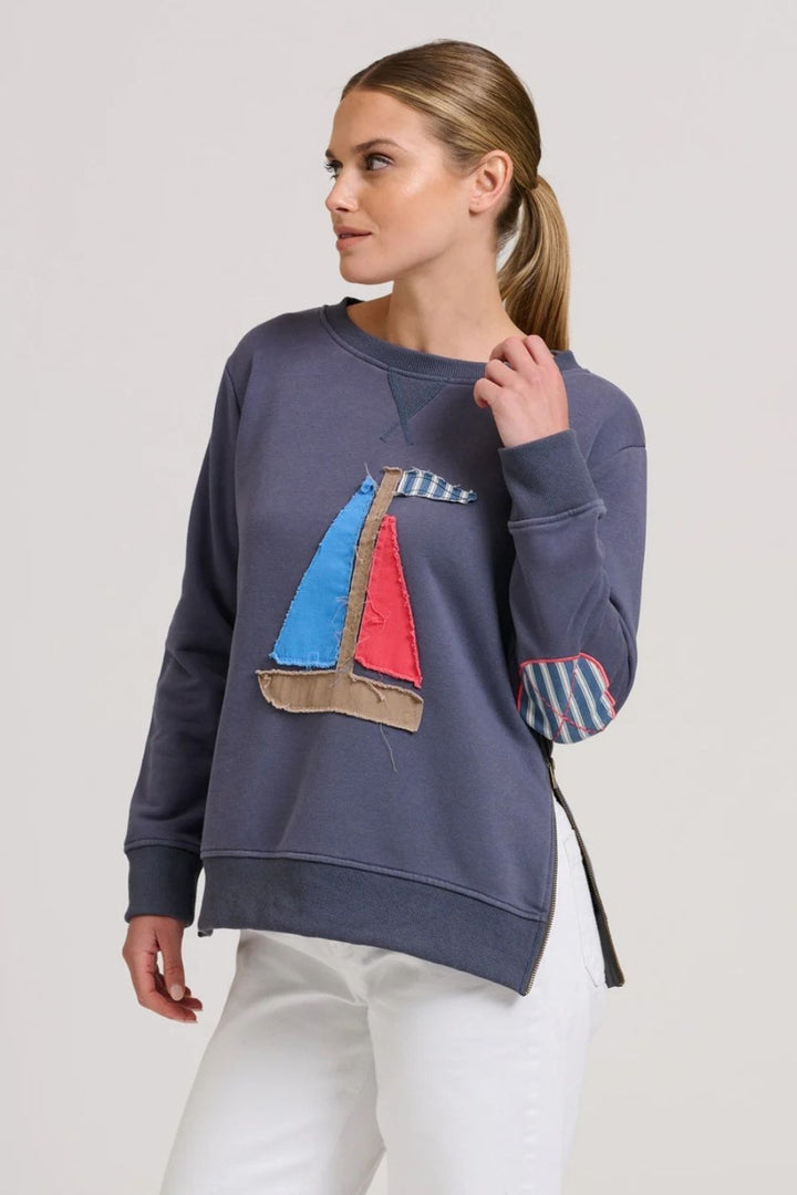 Shirty | Classic Zipside Sail Boat | Navy / Multi - Dutch Hideout