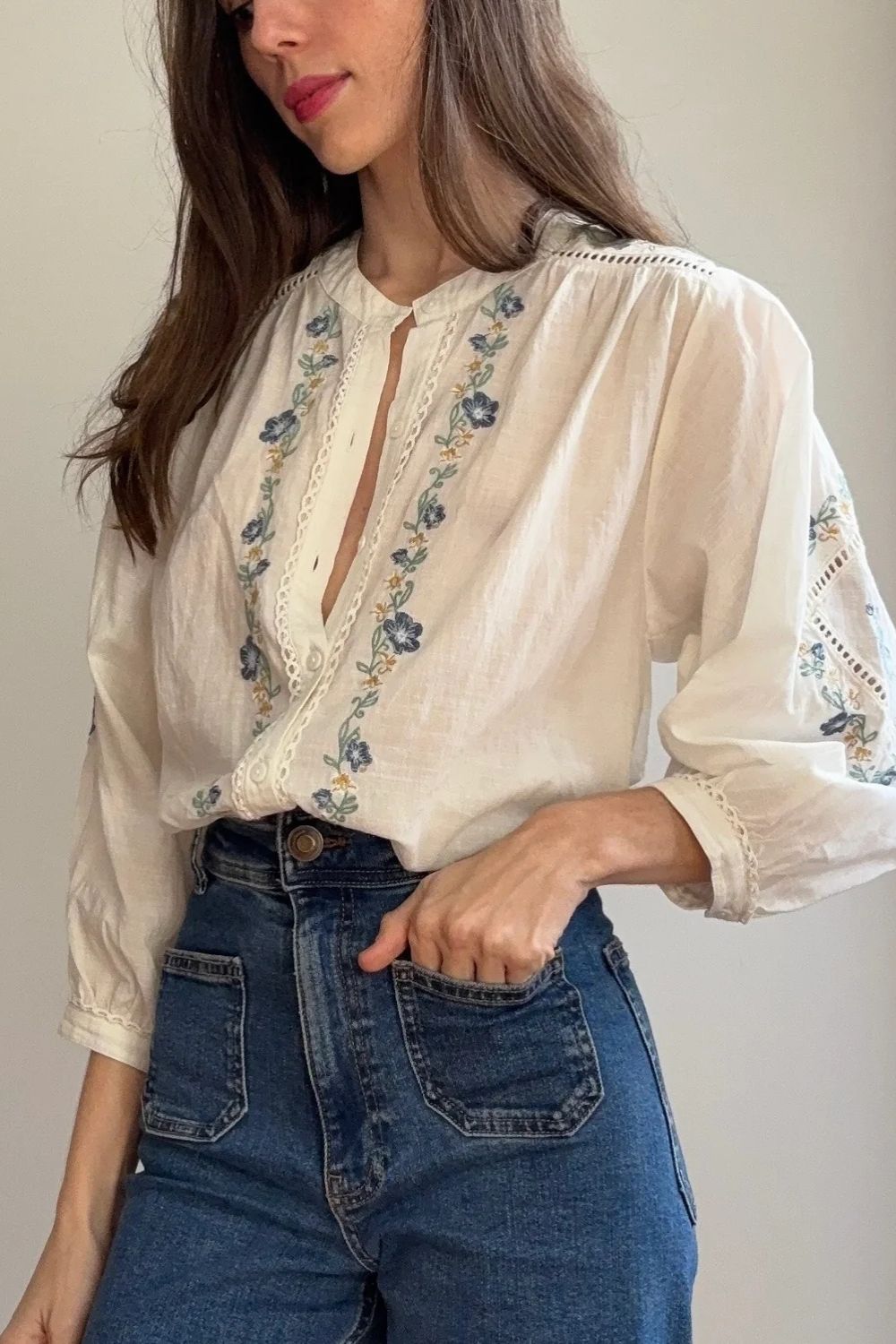 Marie Louise De Monterey | Passionflower Blouse | Ecru