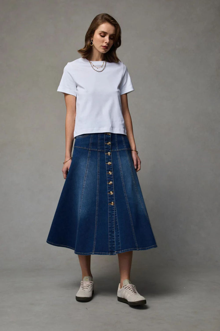 Dricoper | Gabby Indigo Blue Flare Skirt