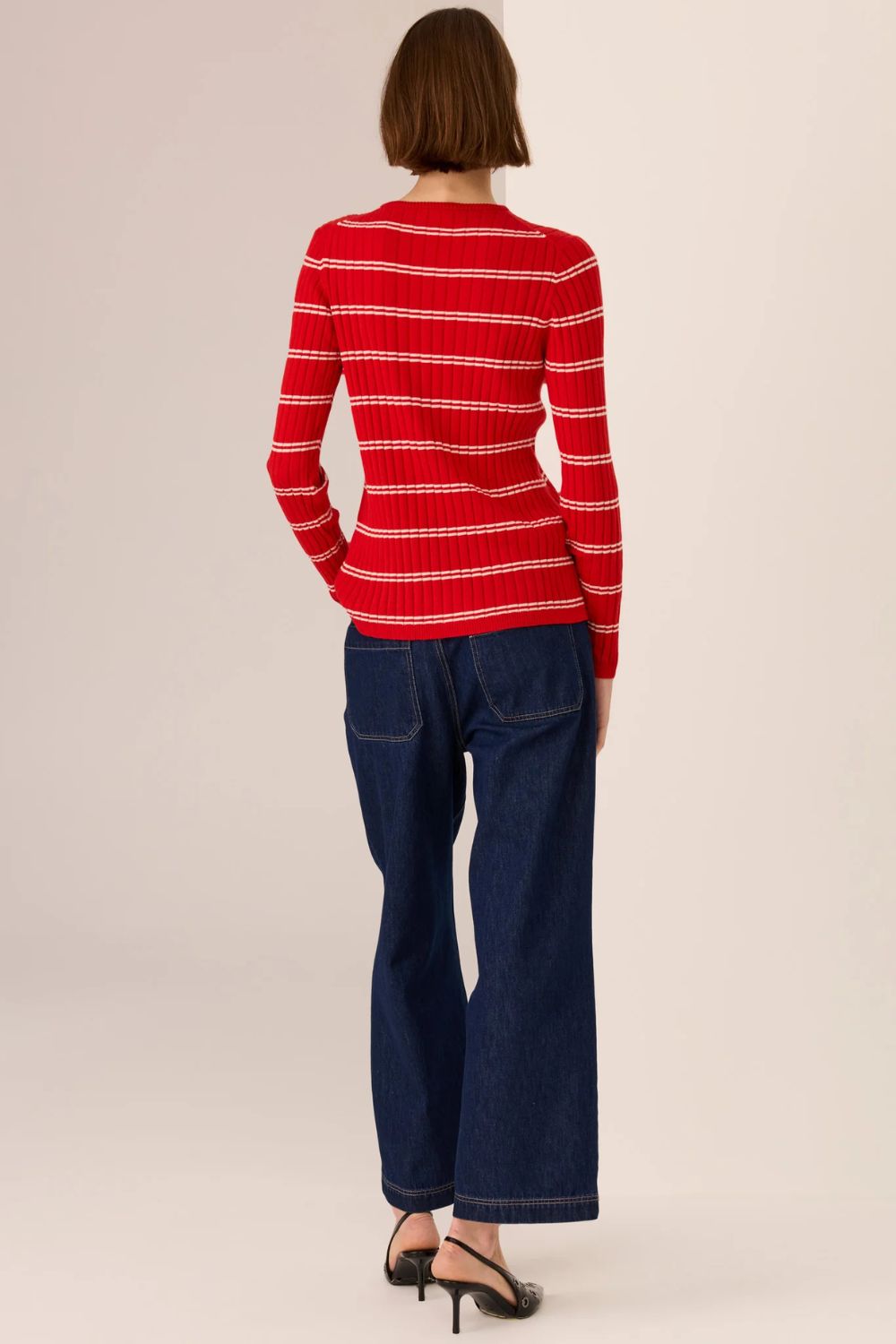 POL Clothing | Tate Henley Knit | Red / White - Dutch Hideout