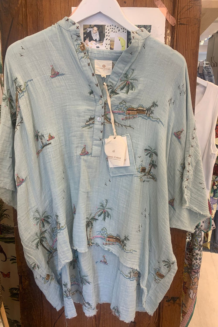 Mandalay Designs | Yas Palms Top | Powder Blue