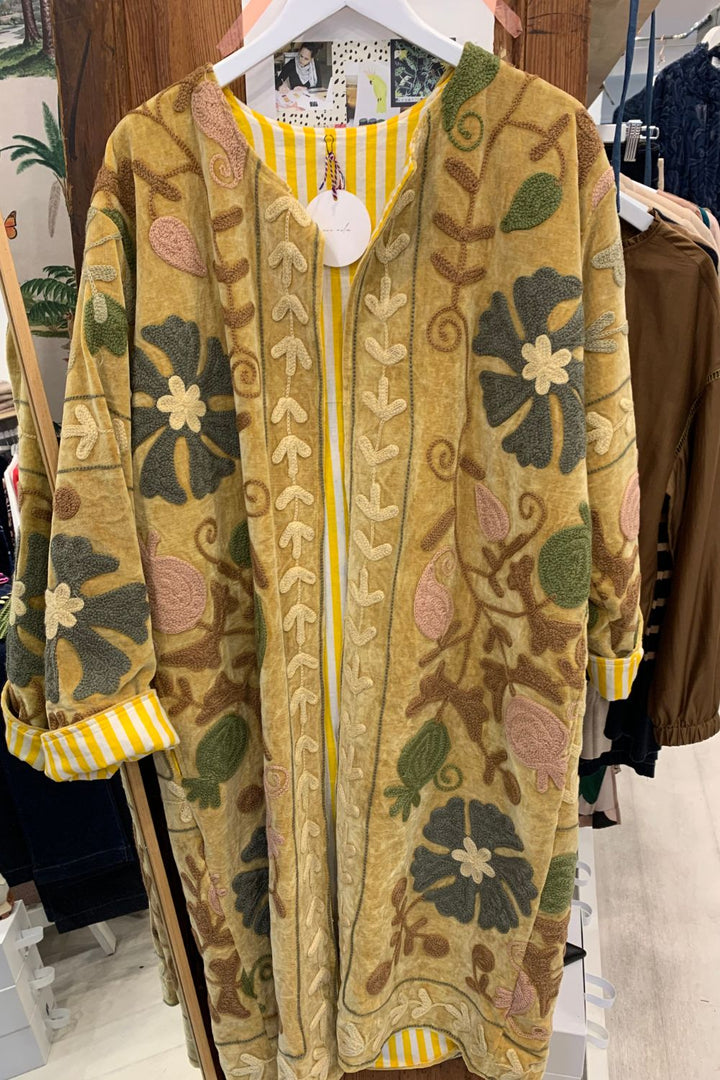 Mon Milou | Long Embroidered Velvet Jacket | Vama