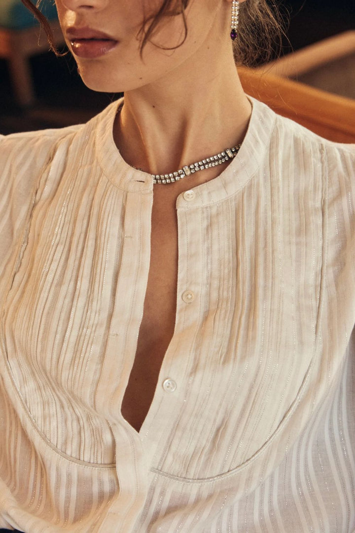 Marie Louise de Monterey I Pia Blouse Silver Chalk