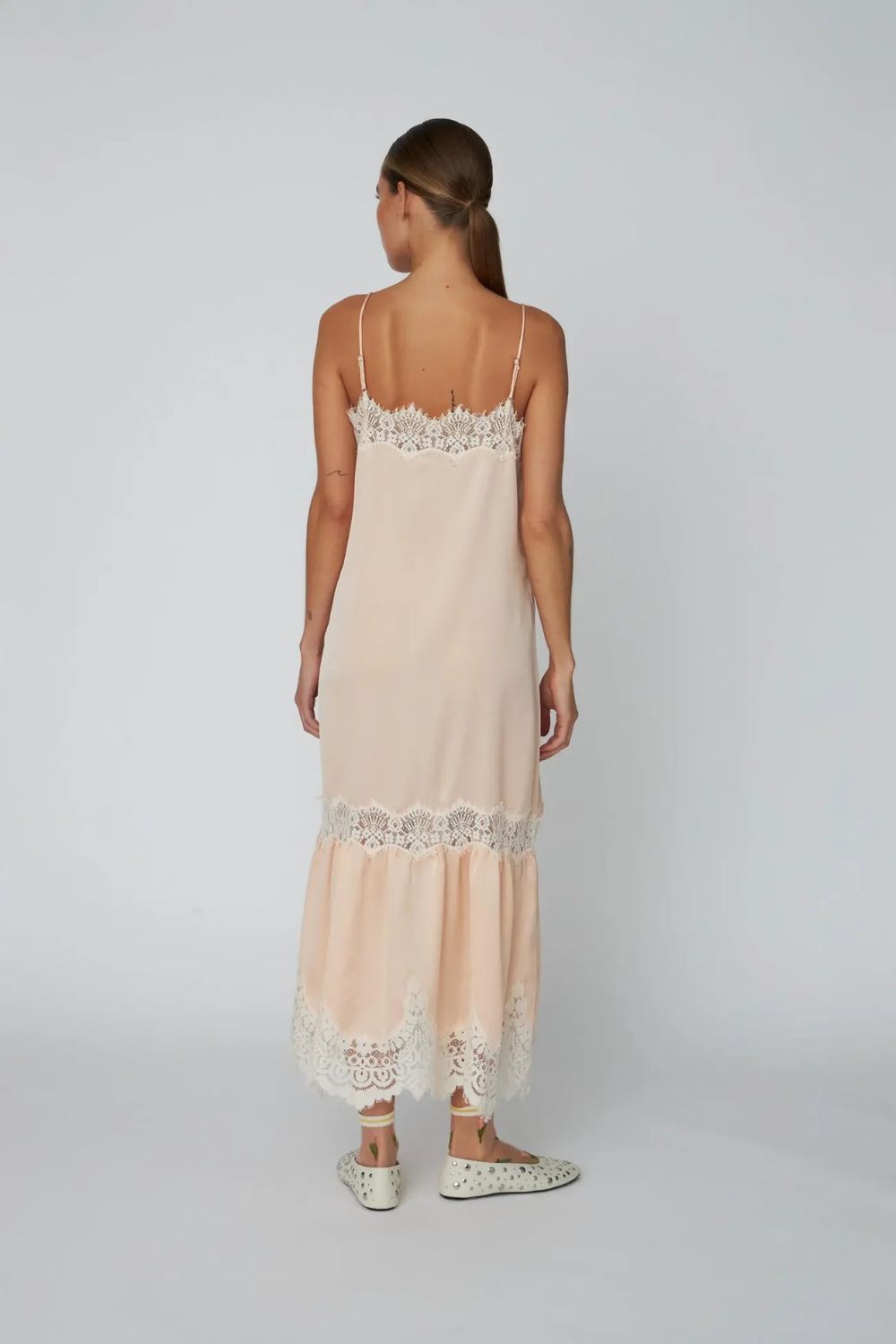 Stella Nova | Delicate Lace Slip Dress | Pale Pink