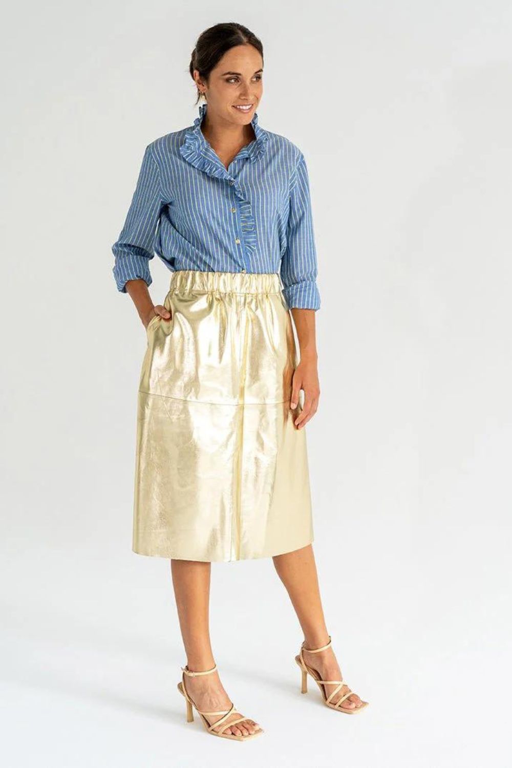 Arlington Milne | Lexi Vegan Leather Skirt | Gold