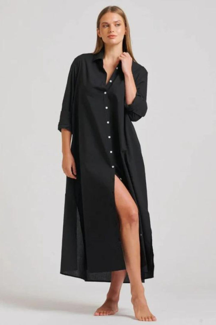 Shirty | Luna Oversized Long Shirtdress | Black