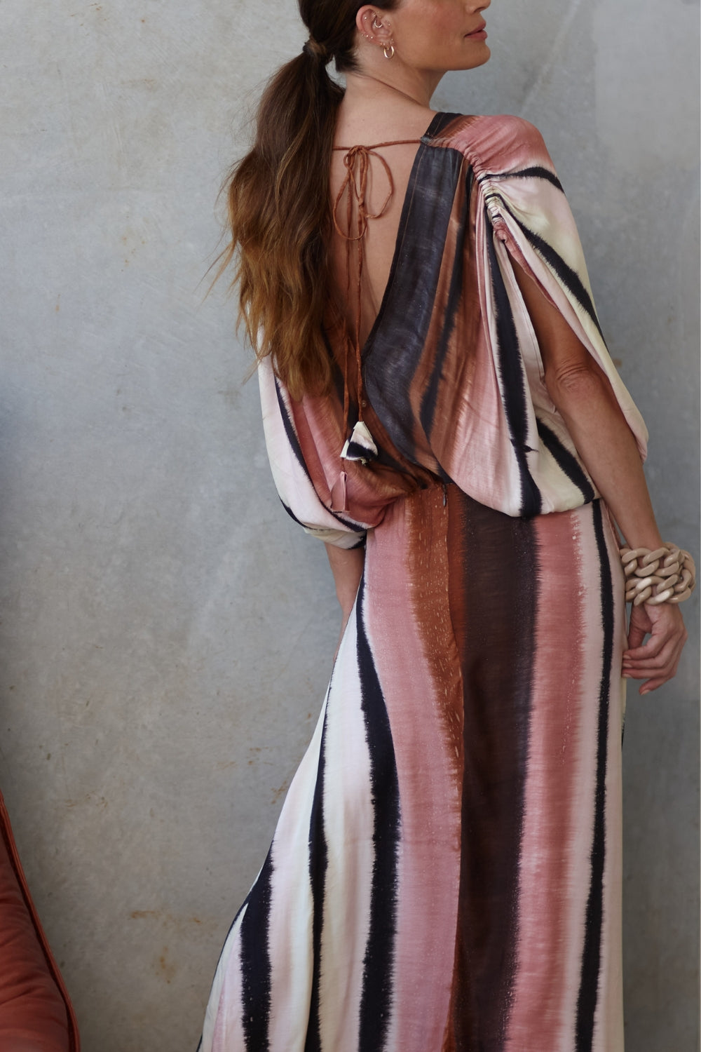 Natasha the label | Sophia Rouche Shoulder Dress | Campania Bold Stripe Print